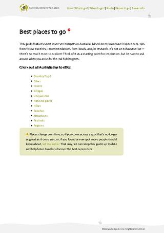 example page 2 from our offline Travel Guide for Australia