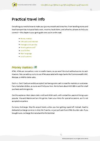 example page 4 from our offline Travel Guide for Australia