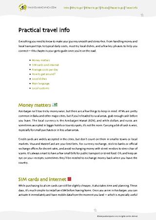 example page 4 from our offline Travel Guide for Azerbaijan