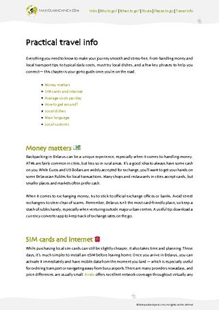 example page 4 from our offline Travel Guide for Belarus