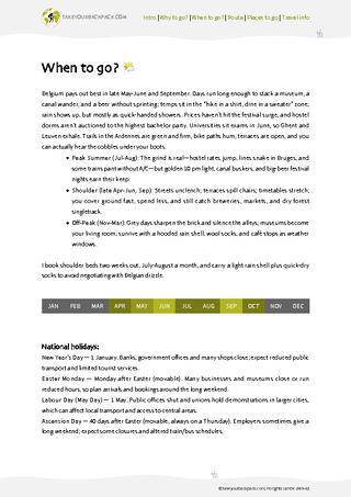 example page 1 from our offline Travel Guide for Belgium