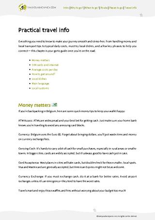 example page 4 from our offline Travel Guide for Belgium