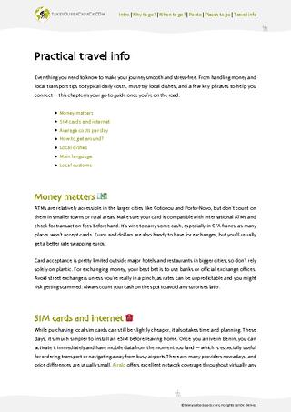 example page 4 from our offline Travel Guide for Benin