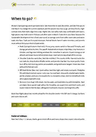 example page 1 from our offline Travel Guide for Bhutan