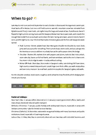 example page 1 from our offline Travel Guide for Bosnia and Herzegovina