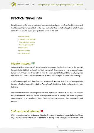example page 4 from our offline Travel Guide for Bosnia and Herzegovina
