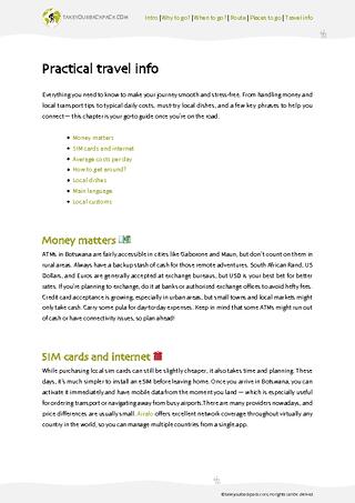 example page 4 from our offline Travel Guide for Botswana