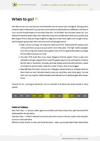 example page 1 from our offline Travel Guide for Bulgaria
