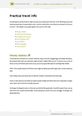 example page 4 from our offline Travel Guide for Burkina Faso