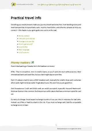 example page 4 from our offline Travel Guide for Canada
