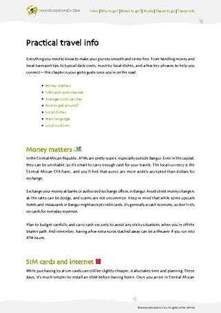 example page 4 from our offline Travel Guide for Central African Republic