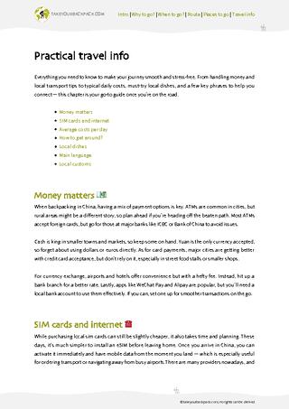 example page 4 from our offline Travel Guide for China