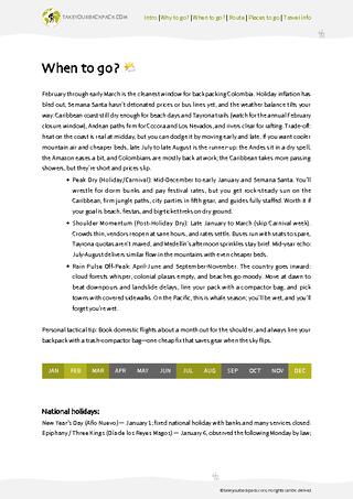 example page 1 from our offline Travel Guide for Colombia