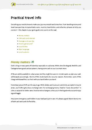 example page 4 from our offline Travel Guide for Colombia