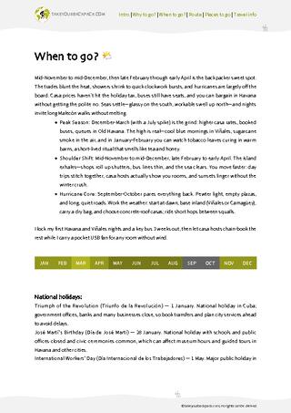 example page 1 from our offline Travel Guide for Cuba