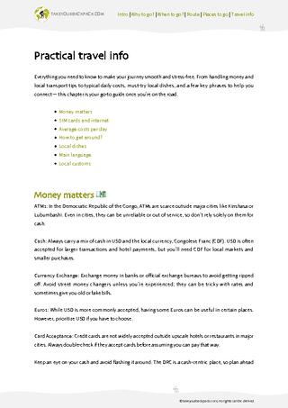 example page 4 from our offline Travel Guide for Democratic Republic of the Congo