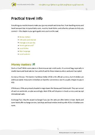 example page 4 from our offline Travel Guide for Dominica
