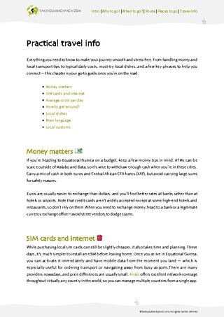example page 4 from our offline Travel Guide for Equatorial Guinea