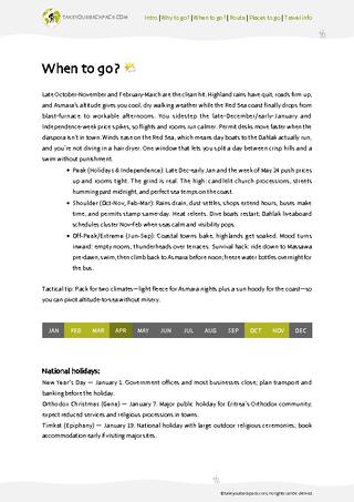 example page 1 from our offline Travel Guide for Eritrea