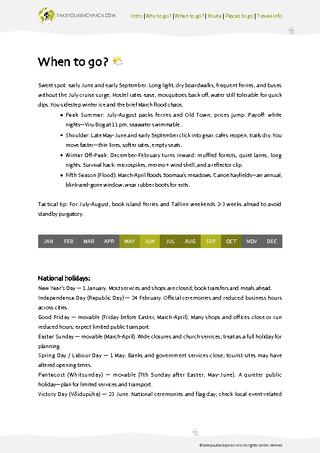 example page 1 from our offline Travel Guide for Estonia