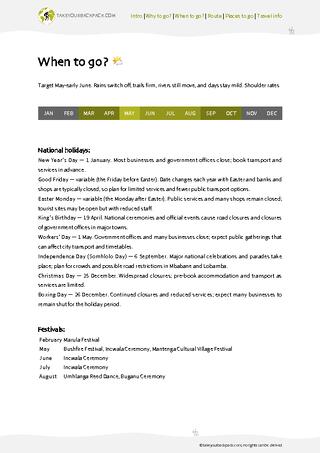 example page 1 from our offline Travel Guide for Eswatini
