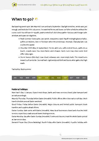 example page 1 from our offline Travel Guide for Faroe Islands