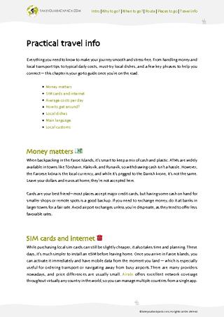 example page 4 from our offline Travel Guide for Faroe Islands