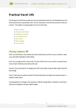 example page 4 from our offline Travel Guide for French Polynesia