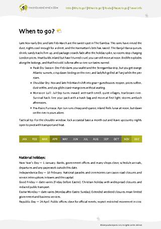 example page 1 from our offline Travel Guide for Gambia