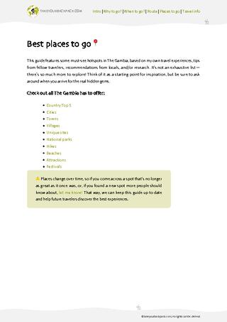 example page 2 from our offline Travel Guide for Gambia
