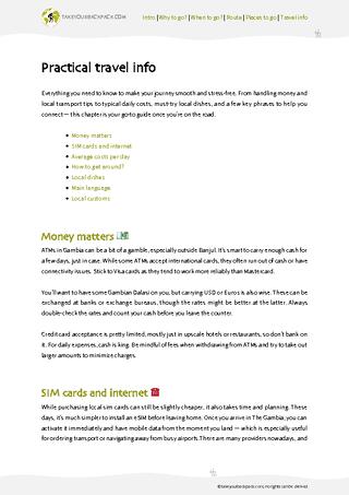 example page 4 from our offline Travel Guide for Gambia