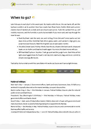 example page 1 from our offline Travel Guide for Guam
