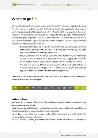 example page 1 from our offline Travel Guide for Guinea
