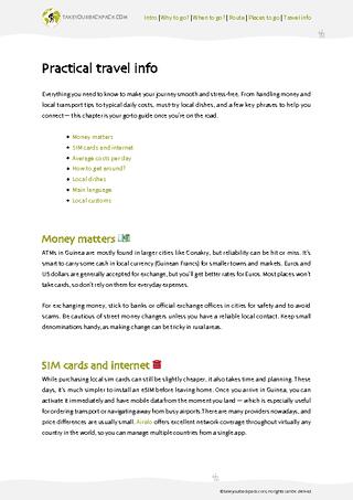 example page 4 from our offline Travel Guide for Guinea