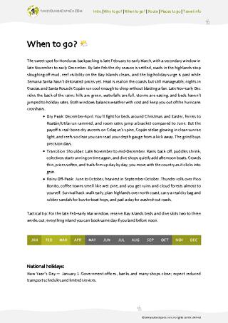 example page 1 from our offline Travel Guide for Honduras