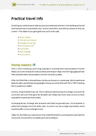 example page 4 from our offline Travel Guide for Honduras