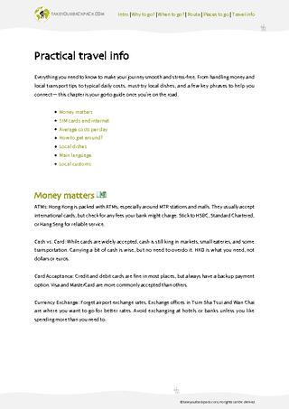 example page 4 from our offline Travel Guide for Hong Kong
