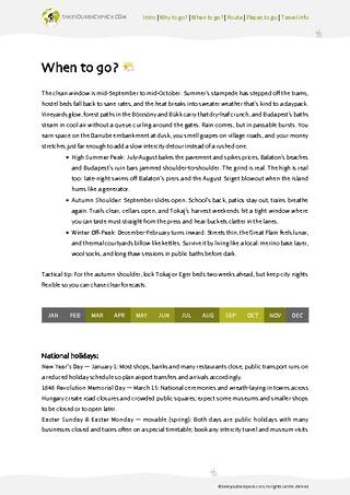 example page 1 from our offline Travel Guide for Hungary