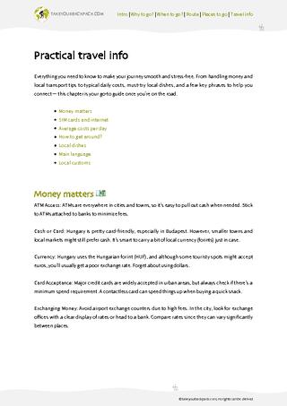 example page 4 from our offline Travel Guide for Hungary