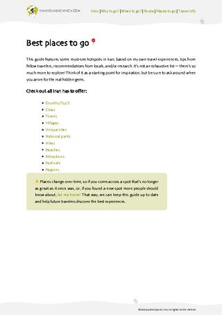example page 2 from our offline Travel Guide for Iran