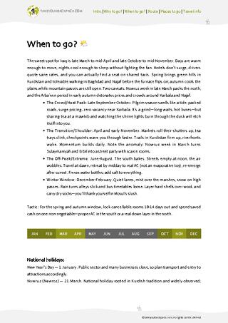 example page 1 from our offline Travel Guide for Iraq
