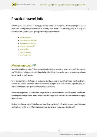 example page 4 from our offline Travel Guide for Iraq