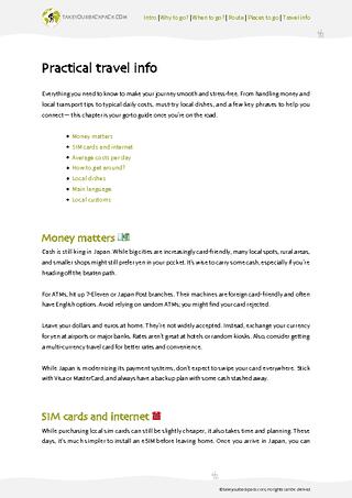 example page 4 from our offline Travel Guide for Japan