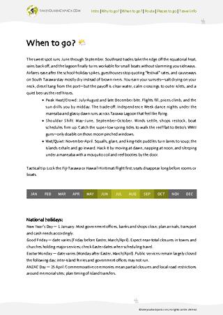 example page 1 from our offline Travel Guide for Kiribati