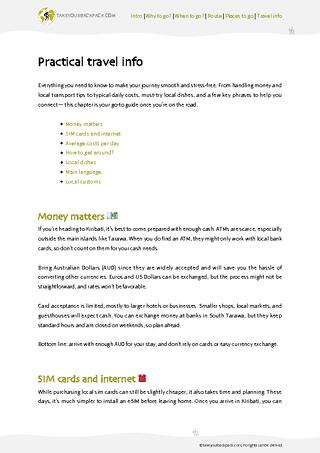 example page 4 from our offline Travel Guide for Kiribati