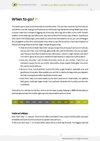 example page 1 from our offline Travel Guide for Laos