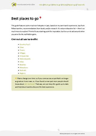 example page 2 from our offline Travel Guide for Laos