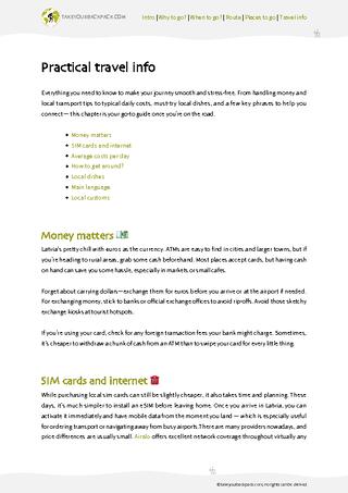 example page 4 from our offline Travel Guide for Latvia