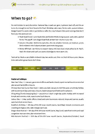 example page 1 from our offline Travel Guide for Macau