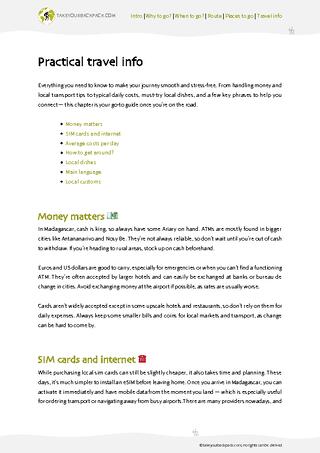 example page 4 from our offline Travel Guide for Madagascar